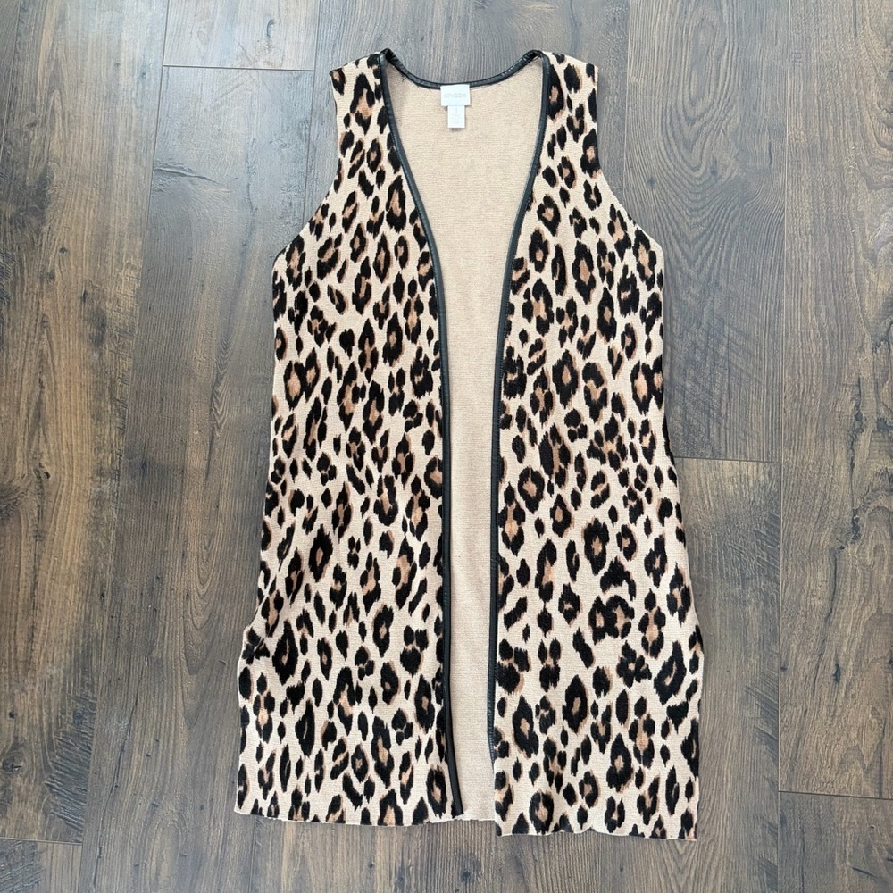 Chico's Tan and Black Leopard Print Vest